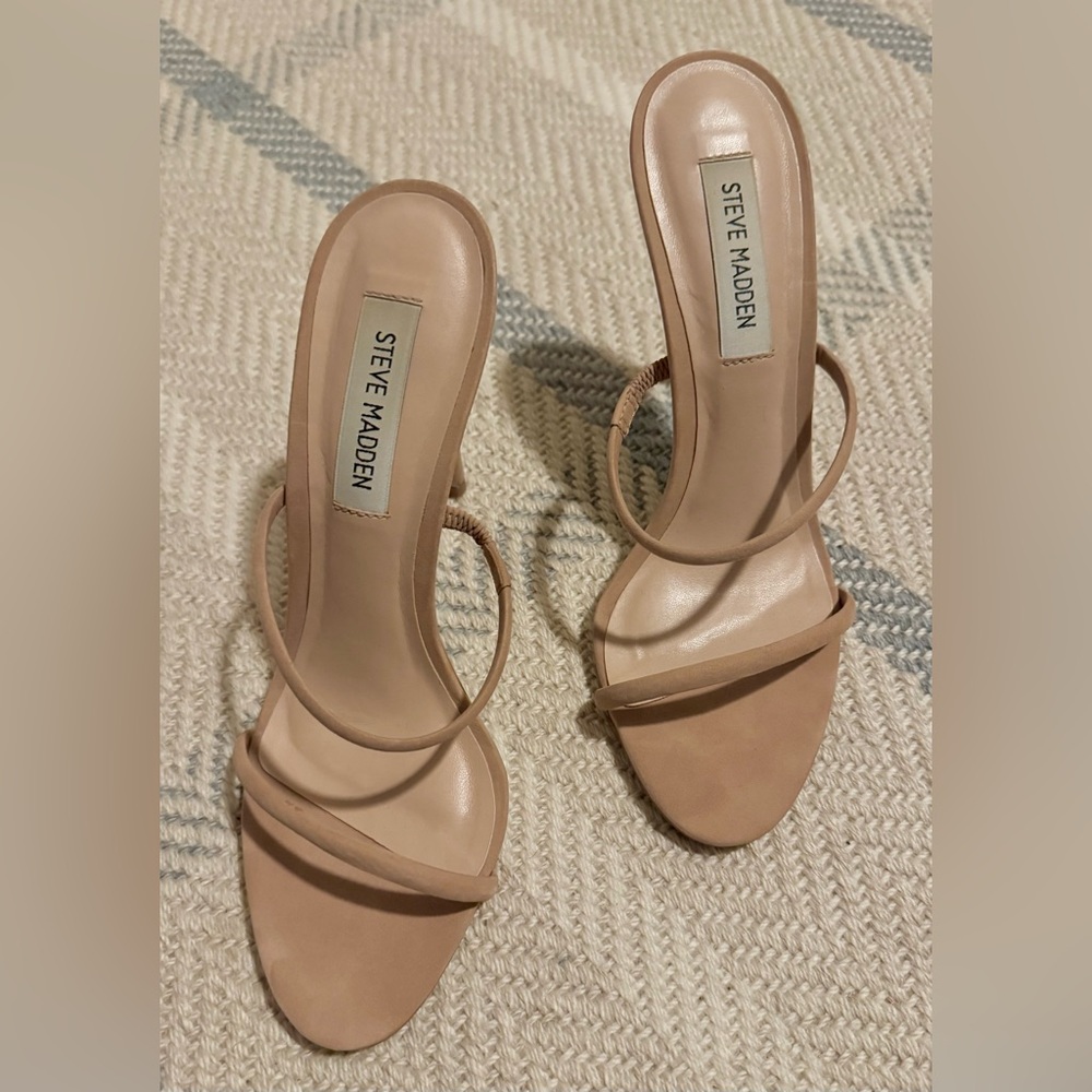 Steve Madden | Suede Nude Open Toe Heels | Size 8